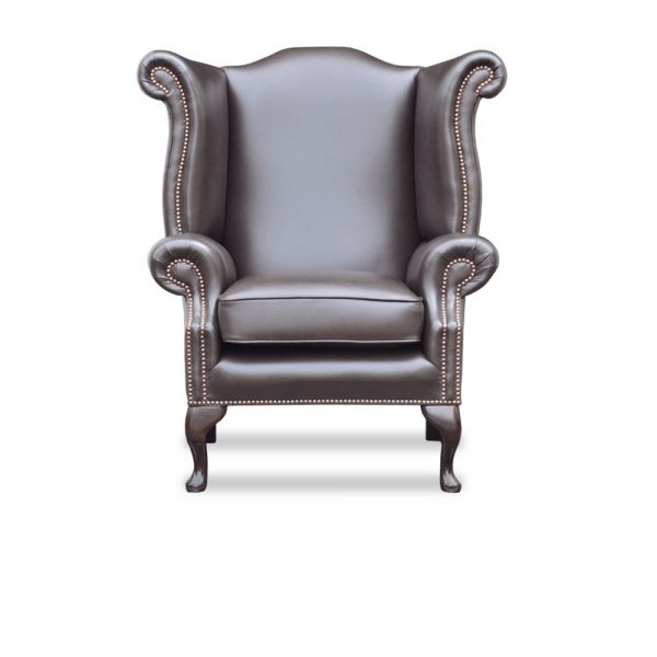 Scrolled wing chair - shelly dark chocolate