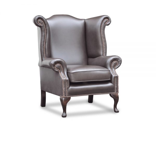 Scrolled wing chair - shelly dark chocolate